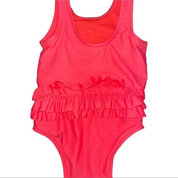 Old Navy Orange Neon One Piece Swimsuit Size 6-12 Months - Picture 5 of 6